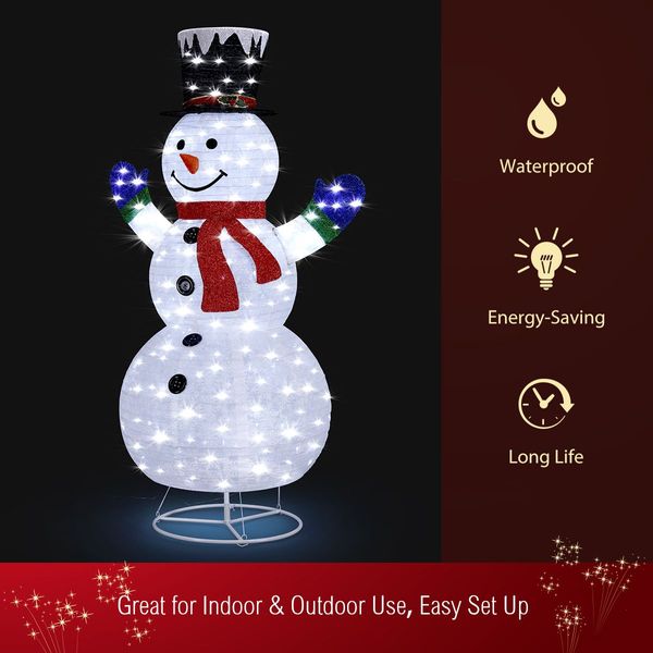 3D Christmas Snowman Light Xmas LED Lighted Holiday Ornaments Outdoor Decorations 180CM