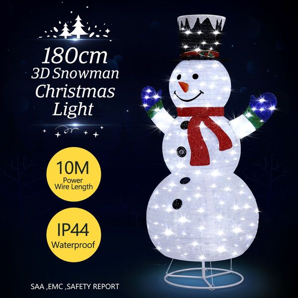 3D Christmas Snowman Light Xmas LED Lighted Holiday Ornaments Outdoor Decorations 180CM