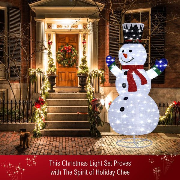 3D Christmas Snowman Light Xmas LED Lighted Holiday Ornaments Outdoor Decorations 180CM