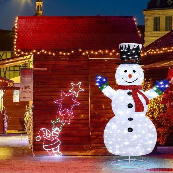 3D Christmas Snowman Light Xmas LED Lighted Holiday Ornaments Outdoor Decorations 180CM