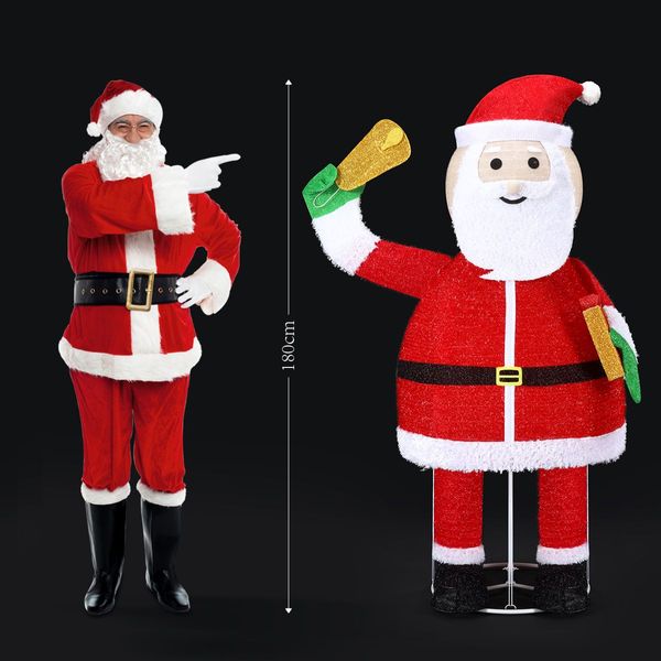 Christmas LED Santa Claus Light Decoration 180cm Tall Lighted Figure Outdoor Display