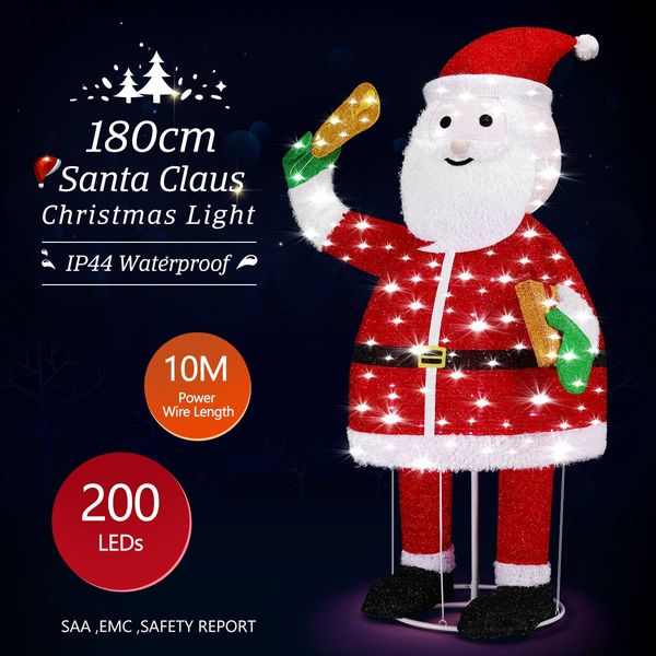 Christmas LED Santa Claus Light Decoration 180cm Tall Lighted Figure Outdoor Display