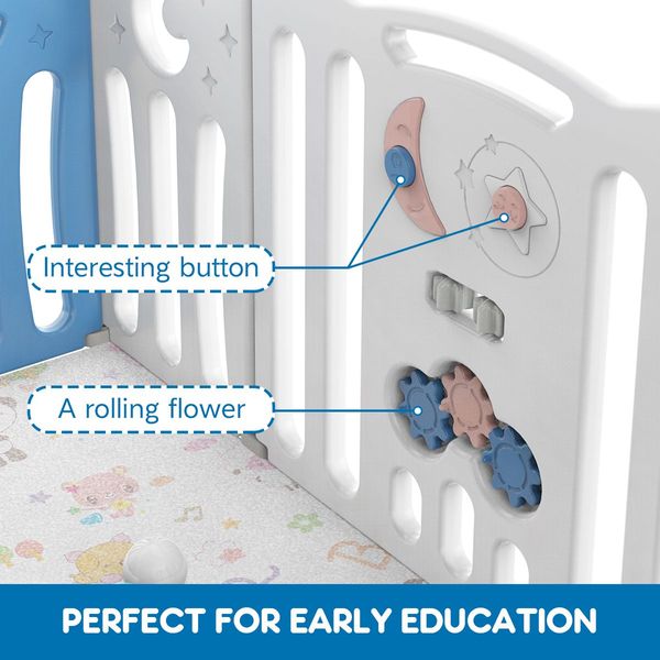 18 Panels Shape Adjustable Baby Playpen Fence Gate Enclosure W/Safety Lock Eco Friendly-63Cm Height