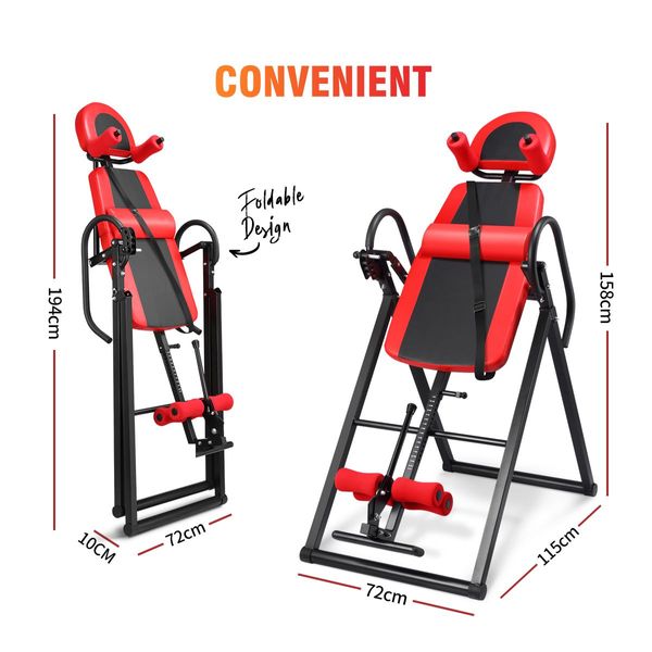 Foldable Inversion Gravity Table 180° Angle Adjustable W/Safe Heavy-Duty Frame Portable Home Gym