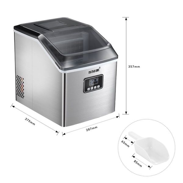 2.2L Portable Ice Cube Maker Machine,13-Min 24 Ice Cube 1 Cycle 17Kg 1 Day,S/M/L Size,Save Energy