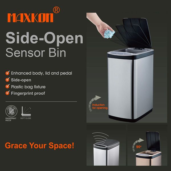 50L Kitchen Touchless Infrared Motion Sensor Bin Anti Rust Good Sealing No Smell Easy To Clean