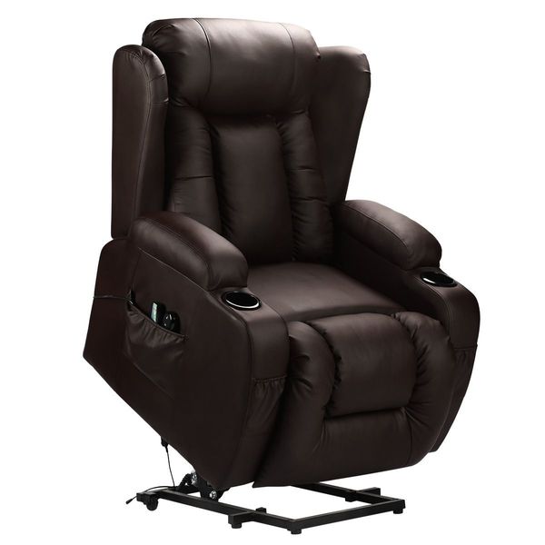 8-Point Heated Vibration Massage Chair 150° Recliner Thick Padded Sofa W/Okin Lift Motor Easy In&Out