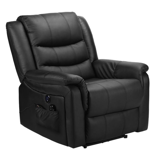 Electric Heated 8-Point Whole Body Massage Chair Thick Padded Recliner W/Footrest,Usb Charge Port