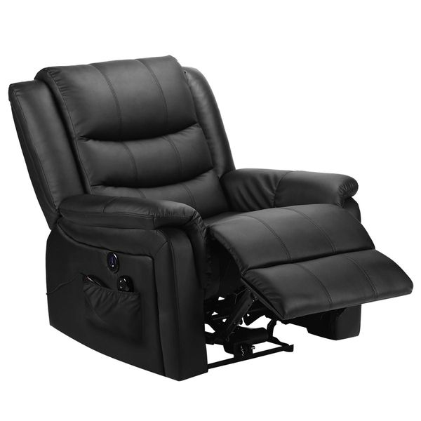 Electric Heated 8-Point Whole Body Massage Chair Thick Padded Recliner W/Footrest,Usb Charge Port