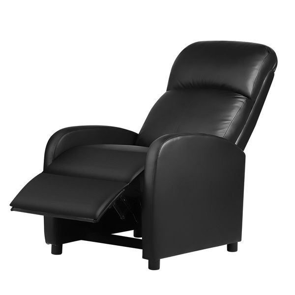 Hight Density Foam Thick Padded Recliner Arm Chair 100-135 Degree Adjustable W/Pop Up Footrest-Black