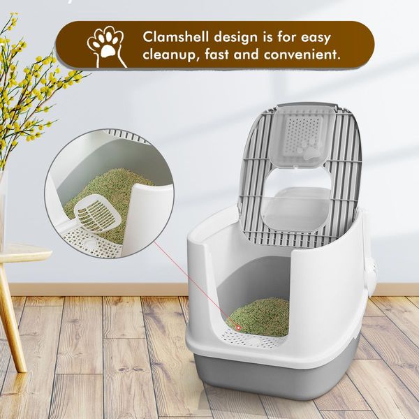 Fully Hooded Cat Litter Box Toilet W/Carbon Filter Remove Smell For Small Big Cats Easy Cleaning