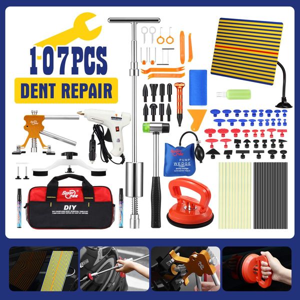 Pro Pdr 113 Pcs Paintless Dent Removal Puller Tool Car Damage Repair Kit Money Saving