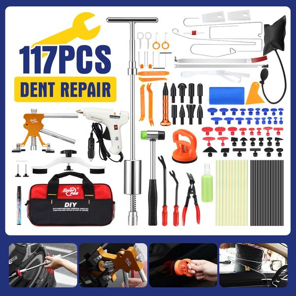 Pro Pdr 117 Pcs Paintless Dent Removal Puller Tool Car Damage Repair Kit Money Saving