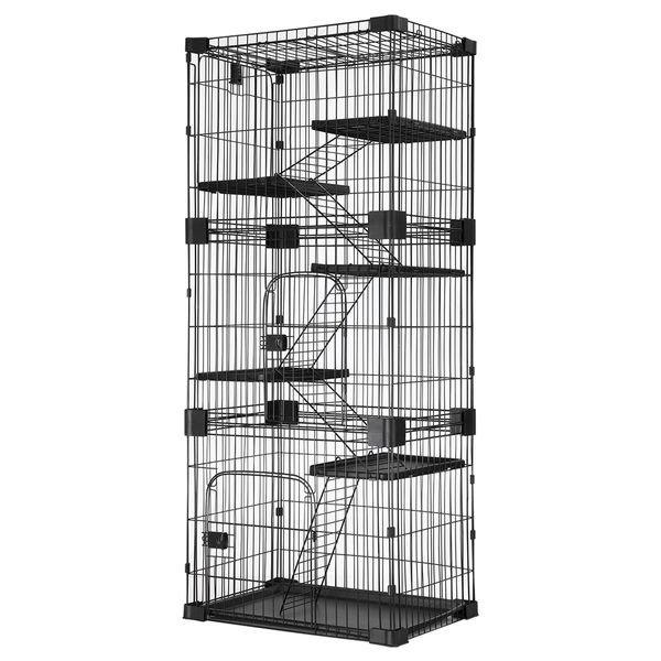 5-Tire Spacious Sturdy Metal Cat Cage W/5 Platforms,2 Front Doors,Large Slide Out Tray Easy To Clean