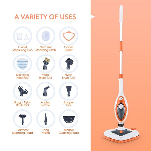 Only 30S Heat-Time Steam Mop Cleaner W/Multi Nozzles Effectively Kill Bed Bugs,Dust Mites Germs