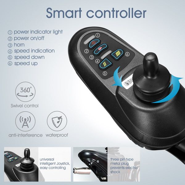 Fold In 5S Electric Self Propell Wheelchair W/Control Stick,Safe Brake,20Km Range,Multi Road Applied