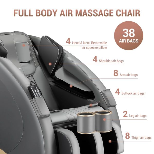 Whole Body Electric Massage Chair 0 Gravity Recliner Release Pressure Deep Kneading,Rolling,Shiatsu