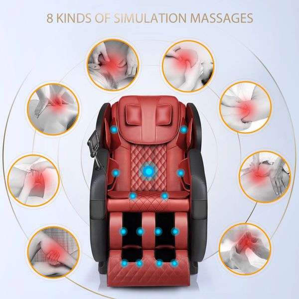 Deep Knead Full Body Electric Massage Chair 0 Gravity Recliner W/Bluetooth Control Music, Lcd Screen