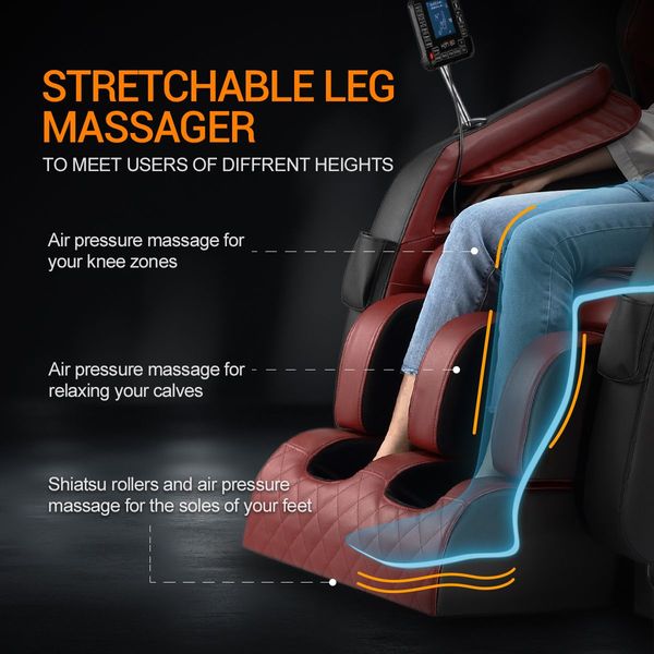 Deep Knead Full Body Electric Massage Chair 0 Gravity Recliner W/Bluetooth Control Music, Lcd Screen