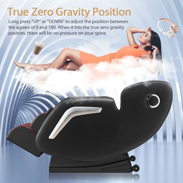 Deep Knead Full Body Electric Massage Chair 0 Gravity Recliner W/Bluetooth Control Music, Lcd Screen