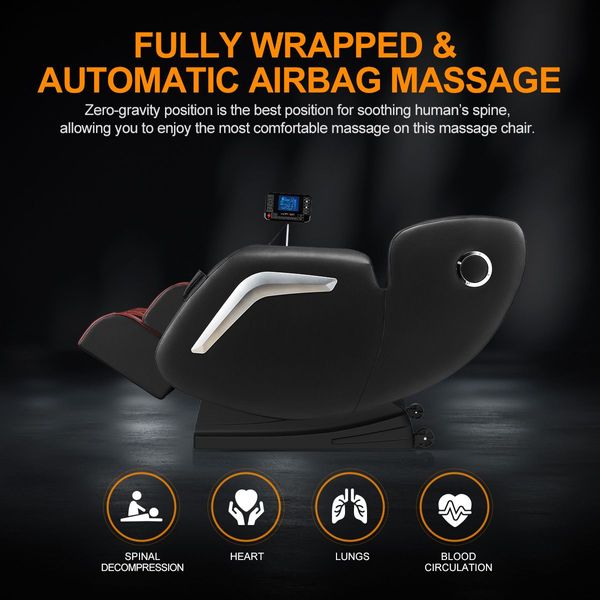 Deep Knead Full Body Electric Massage Chair 0 Gravity Recliner W/Bluetooth Control Music, Lcd Screen