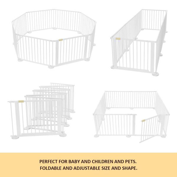 Diy Shape 8 Panel Kids Playpen Enclosure Safe Pet Fence Eco Friendly Pine Wood Foldable Space Saving