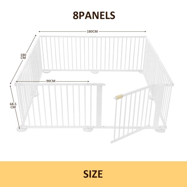 Diy Shape 8 Panel Kids Playpen Enclosure Safe Pet Fence Eco Friendly Pine Wood Foldable Space Saving