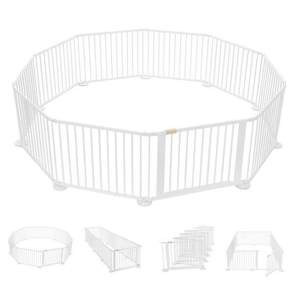 Diy Shape 10 Panel Kids Playpen Enclosure Safe Pet Fence Eco Friendly Pine Wood Foldable Space Save