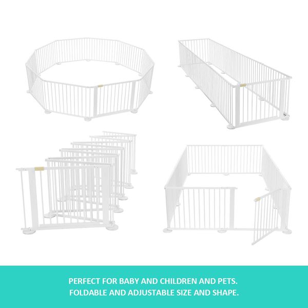 Diy Shape 10 Panel Kids Playpen Enclosure Safe Pet Fence Eco Friendly Pine Wood Foldable Space Save