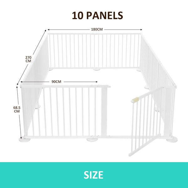 Diy Shape 10 Panel Kids Playpen Enclosure Safe Pet Fence Eco Friendly Pine Wood Foldable Space Save