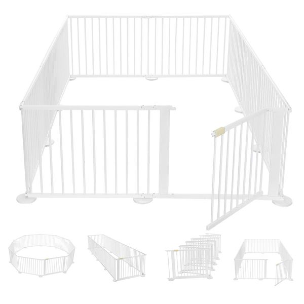 Diy Shape 10 Panel Kids Playpen Enclosure Safe Pet Fence Eco Friendly Pine Wood Foldable Space Save