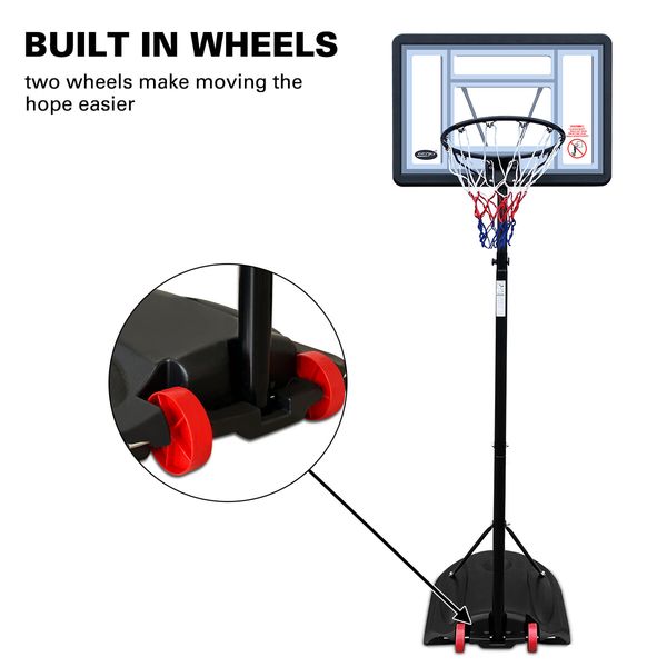 Basketball Hoop Ring Portable Adjustable Stand System Net Backboard Rim Wheels 1.7-2.3m