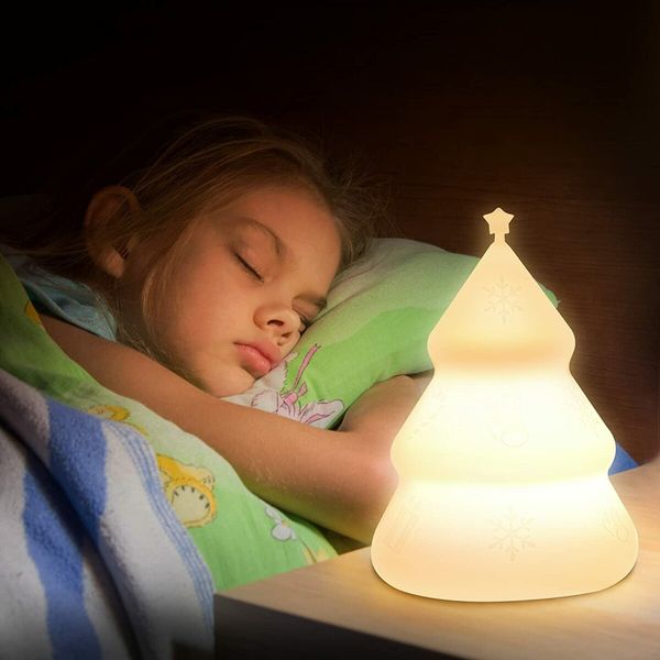 Children's room night light Christmas tree lamp with 7 LED color-changing rechargeable lamp portable silicone night light Christmas birthday gift