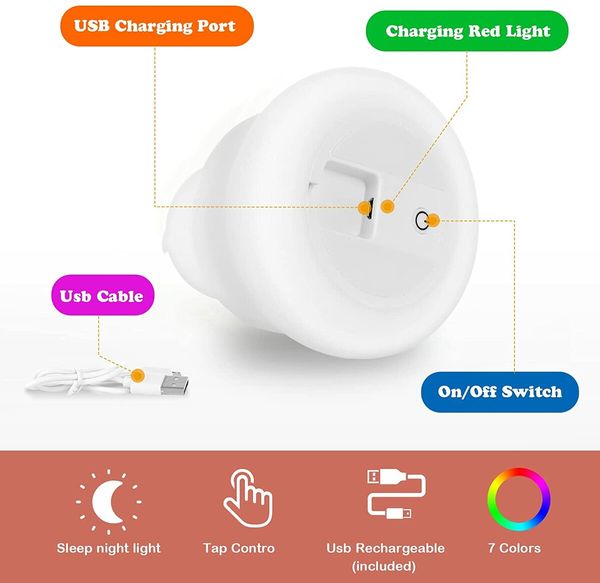 Children's room night light Christmas tree lamp with 7 LED color-changing rechargeable lamp portable silicone night light Christmas birthday gift