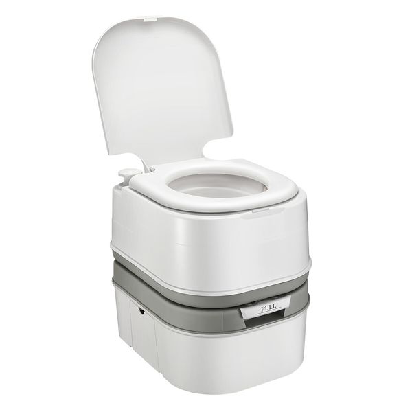 24L Portable Toilet Camping Travel Mobile Porta Potty White and Grey 44.5x35x44cm