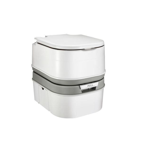 24L Portable Toilet Camping Travel Mobile Porta Potty White and Grey 44.5x35x44cm