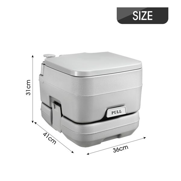 10L Portable Toilet Camping Travel Mobile Porta Potty Light Grey 41x36x31cm