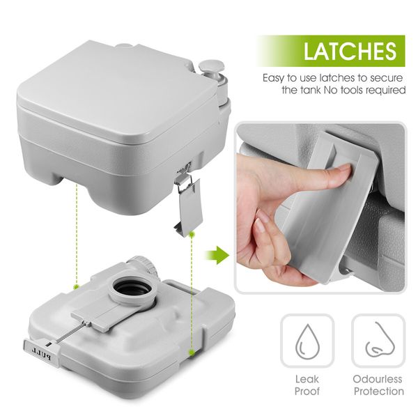 10L Portable Toilet Camping Travel Mobile Porta Potty Light Grey 41x36x31cm