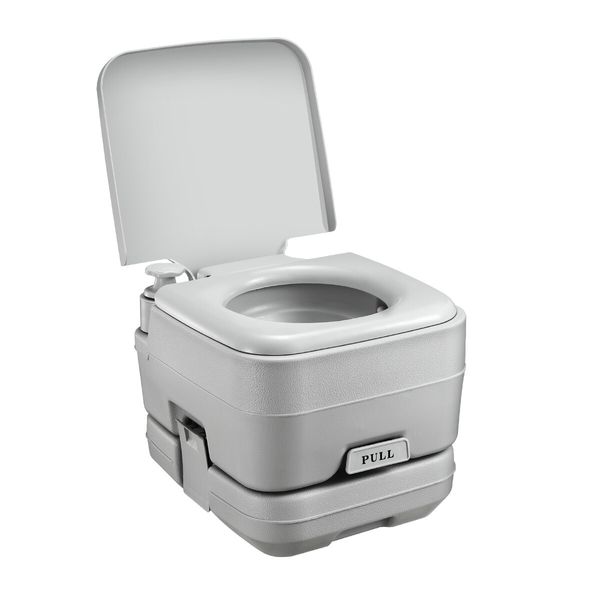 10L Portable Toilet Camping Travel Mobile Porta Potty Light Grey 41x36x31cm