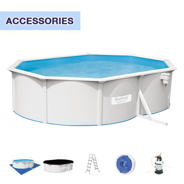 Bestway Luxury Oval Pool Set Above Ground Pro Frame Swimming Bath Spa 5.00m x 3.60m x 1.20m