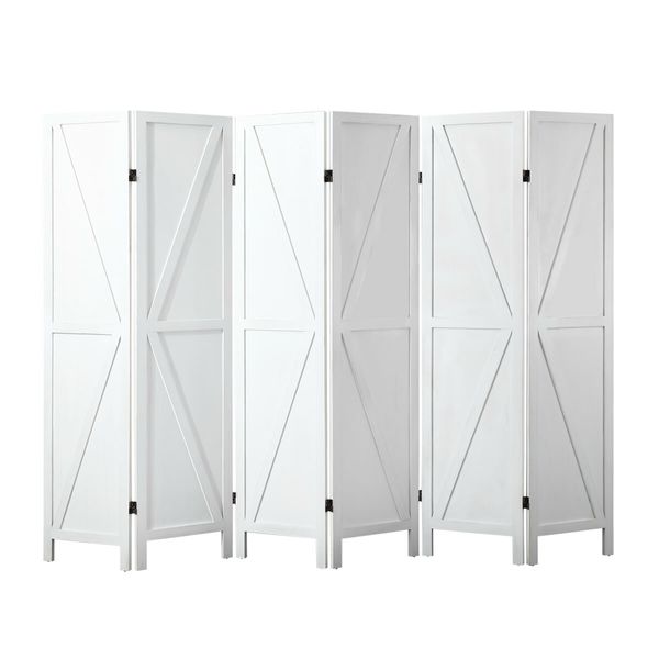 6 Panel Room Divider Screen Privacy Separator Partition Stand Timber Folding Portable White