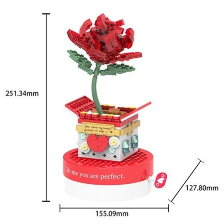 Valentine's Day Series 520 Eternal Love Rose Music Box Building Blocks DIY Confession Toys For Lover Girls Gifts