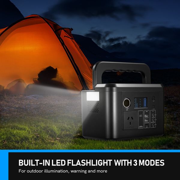 Portable Generator Solar Wireless Power Station Camping Lithium Battery Backup 422Wh 700W LED Light for Camping Outdoor Travel