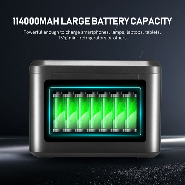 Portable Generator Solar Wireless Power Station Camping Lithium Battery Backup 422Wh 700W LED Light for Camping Outdoor Travel