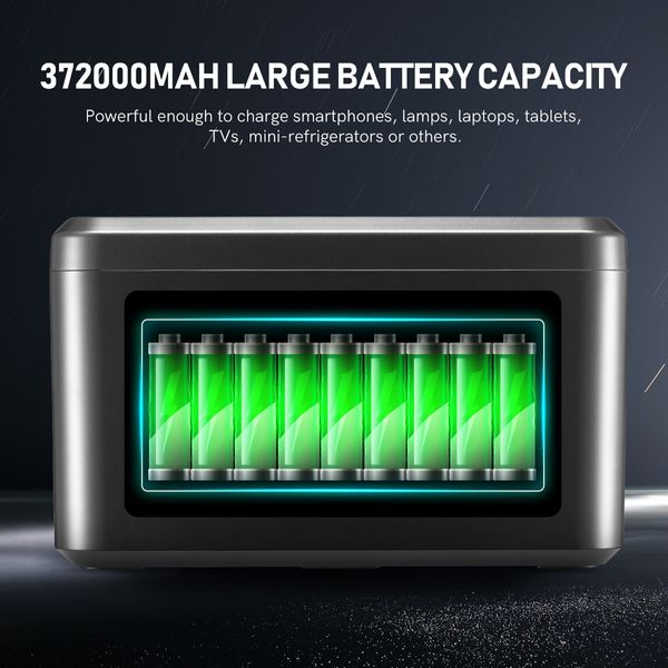 Portable Generator Solar Wireless Power Station Camping Lithium Battery Backup 1375Wh 2000W LED Light for Camping Outdoor Travel