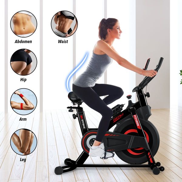 Calorie Burn Spin Exercise Bike Risistance Adjustable W/Flat Ground,Stand Up,Off Road,Climb Modes