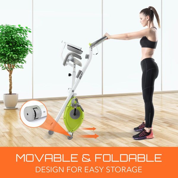 Upright/Recumbent Magnetic Exercise Bike Spin Bicycle W/8 Adjustable Resistance,Foldable & Movable