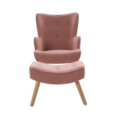 Artiss Armchair Set with Ottoman Pink Lansar