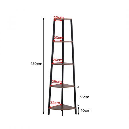 Levede 5 Tier Corner Shelf Industrial Ladder Shelf Wooden Storage Display Rack