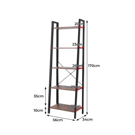 Levede 5 Tier Bookshelf Industrial Ladder Shelf Wooden Storage Display Rack